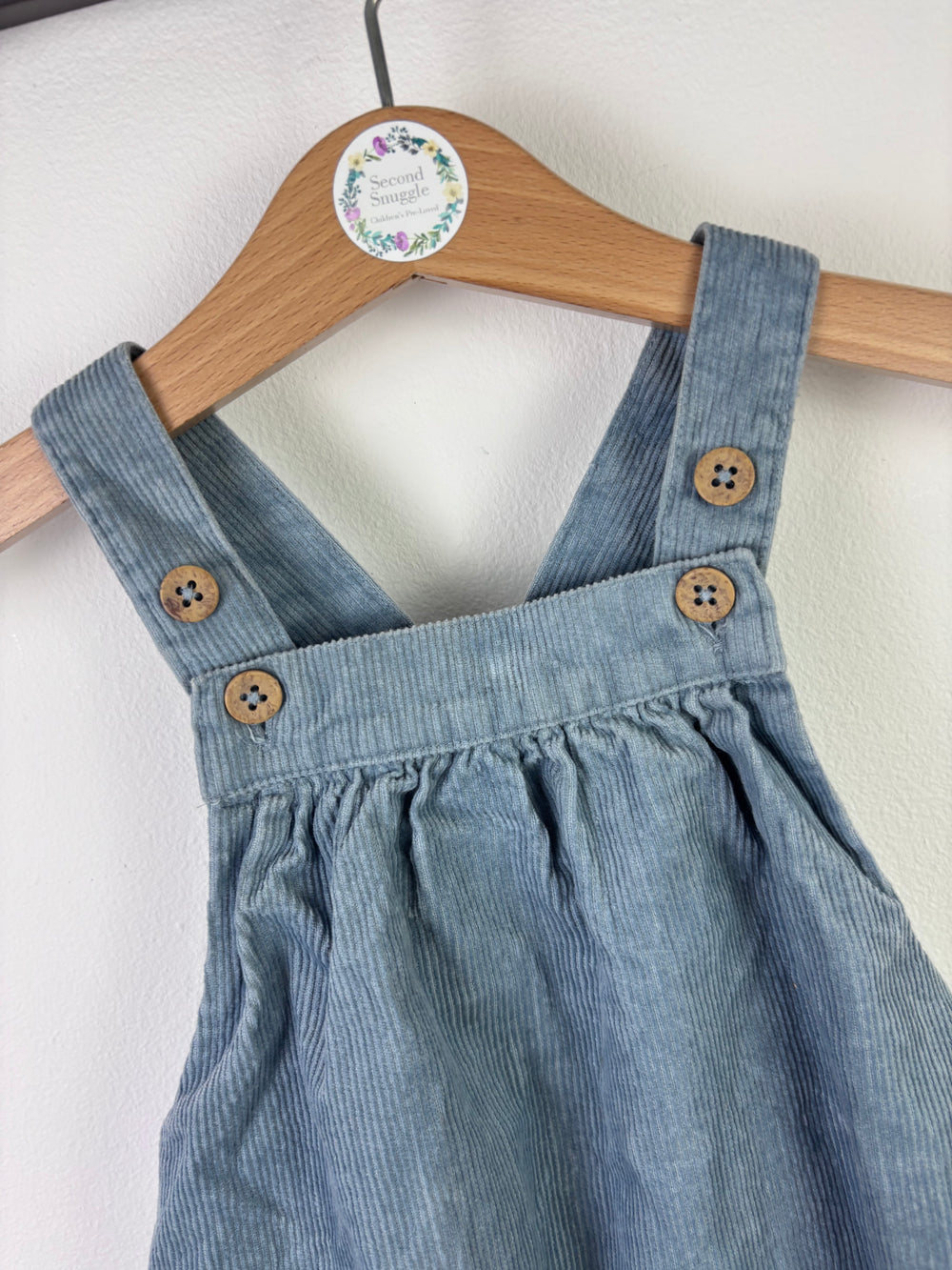 M&S Blue Cord Pinafore Dress 6–9 Months-Dresses-Second Snuggle Preloved
