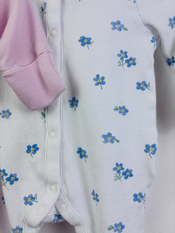 Next Pink & Floral Sleepsuits Set Up To 1 Month