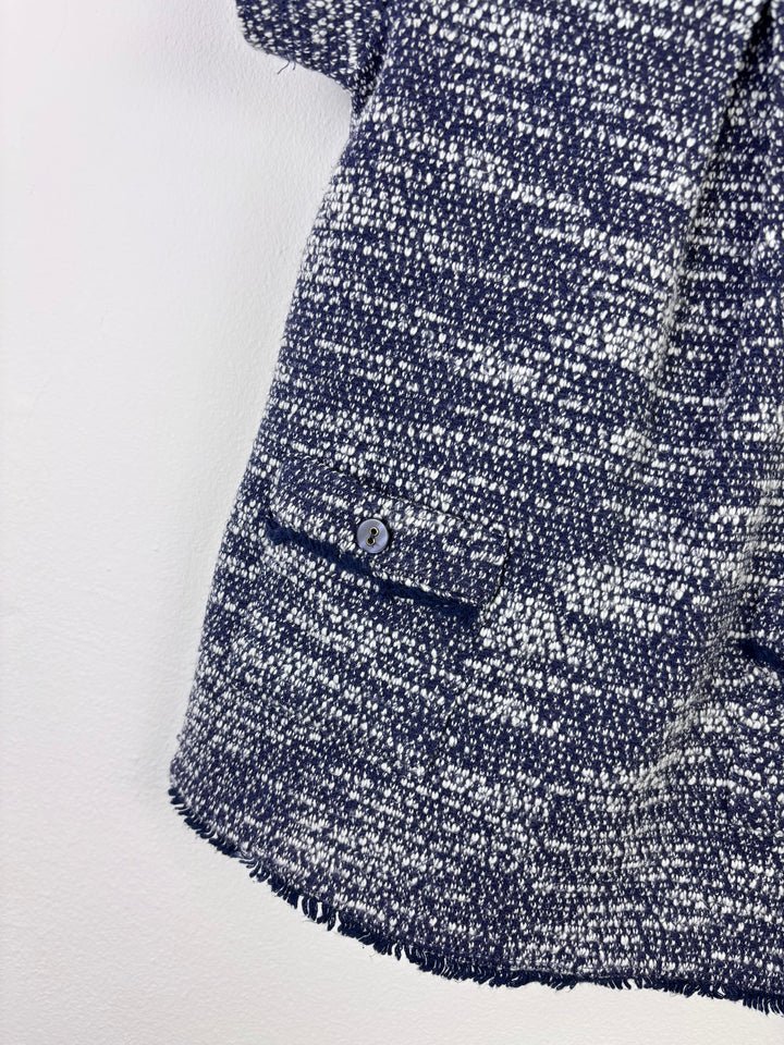 Next Navy Textured Short Sleeve Dress 6–9 Months-Dresses-Second Snuggle Preloved