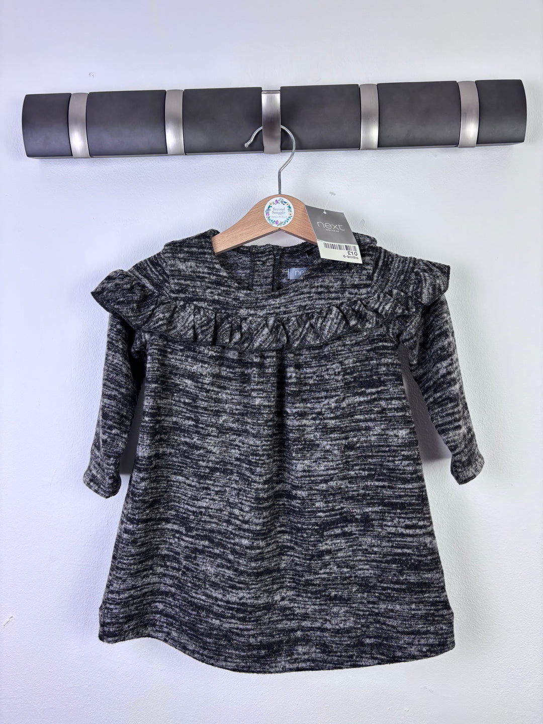 Next Grey Marl Frill Dress 6–9 Months-Dresses-Second Snuggle Preloved