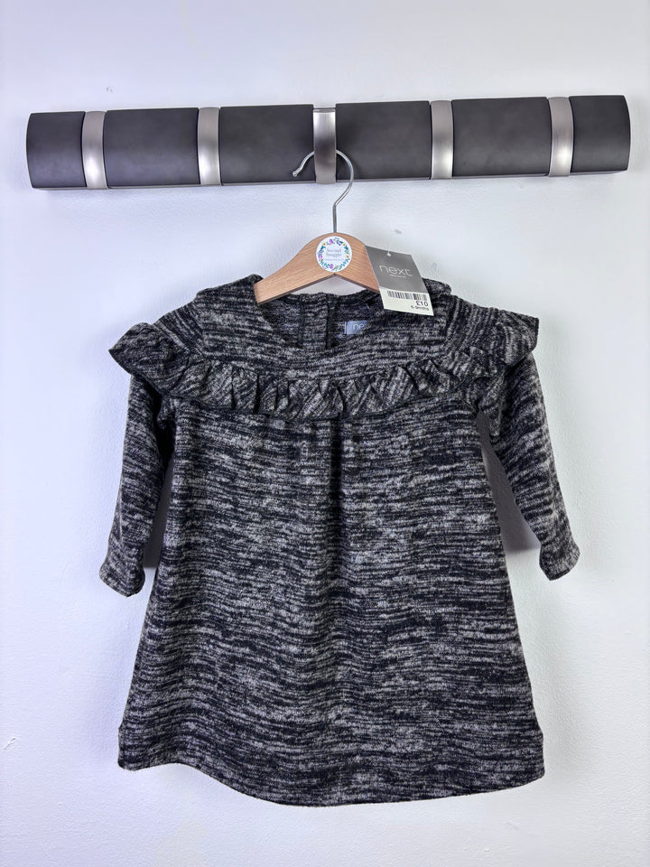 Next Grey Marl Frill Dress 6–9 Months-Dresses-Second Snuggle Preloved