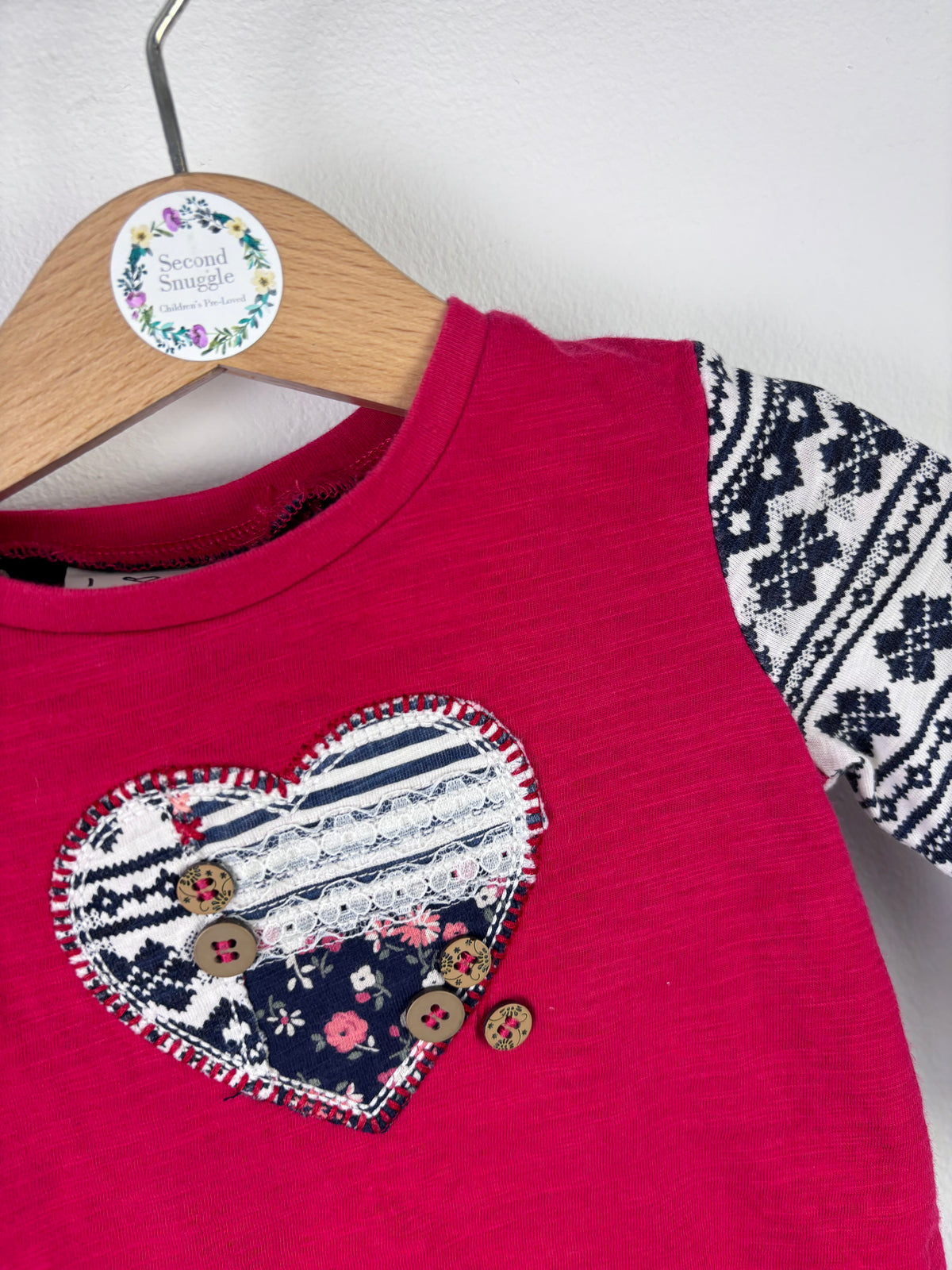 Next Red Patchwork Heart Long Sleeve Top 6–9 Months-Tops-Second Snuggle Preloved