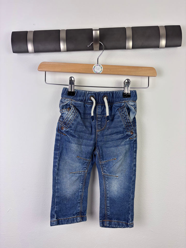 Next Elasticated Waist Denim Jeans 3–6 Months-Trousers-Second Snuggle Preloved