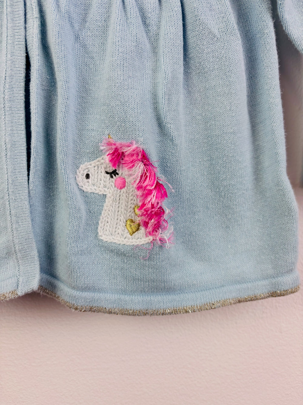 Monsoon Blue Unicorn Cardigan 12-18 Months-Cardigans-Second Snuggle Preloved