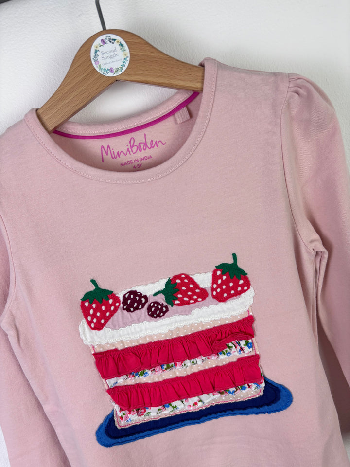 Mini Boden Cake Appliqué Long Sleeve Top 4–5 Years