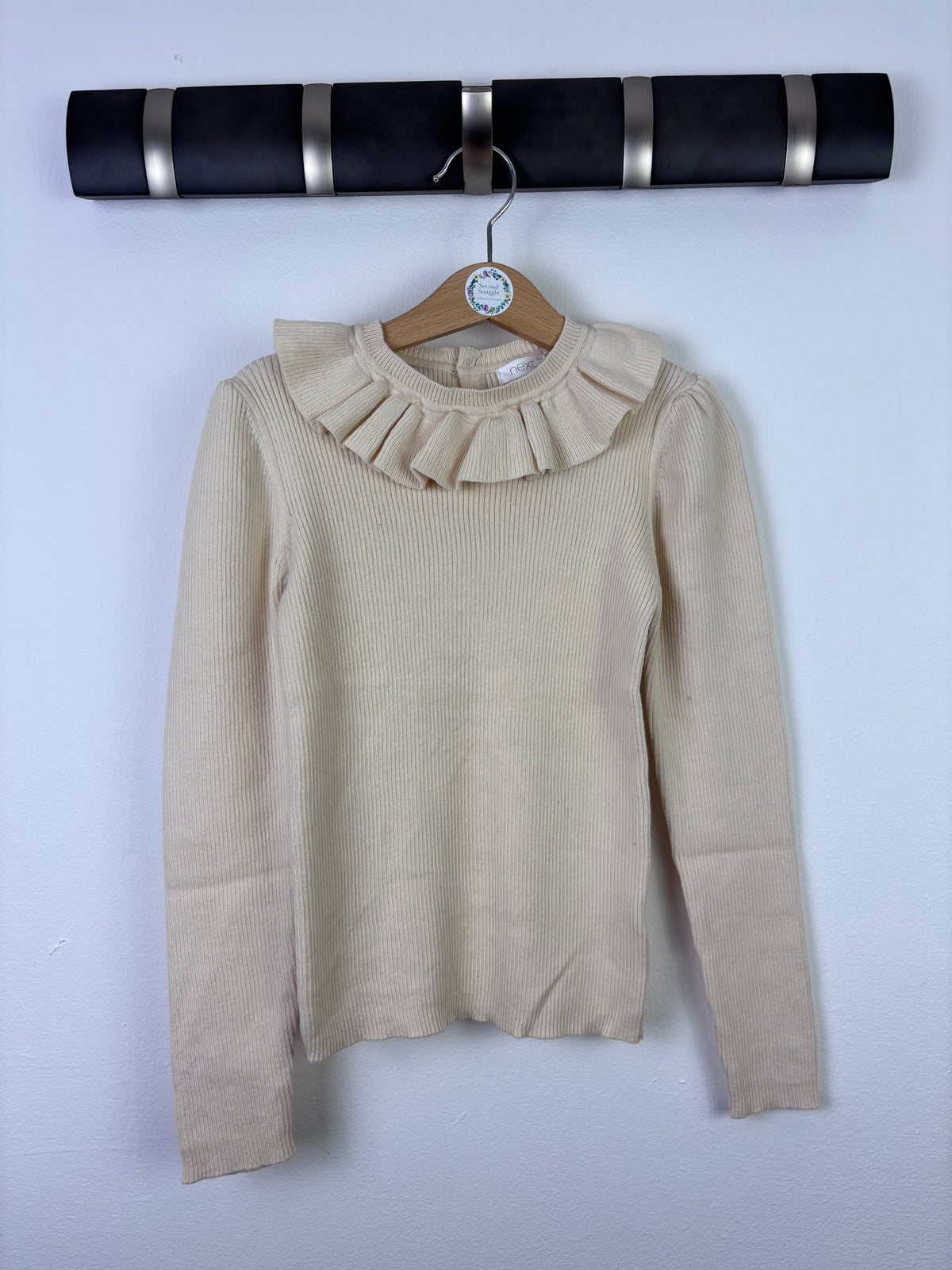 Next Cream Ribbed Frill Neck Jumper 9–12 Months-Tops-Second Snuggle Preloved