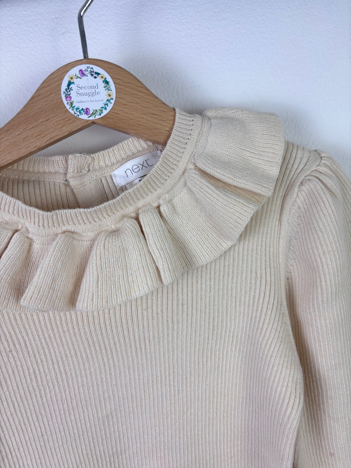 Next Cream Ribbed Frill Neck Jumper 9–12 Months-Tops-Second Snuggle Preloved