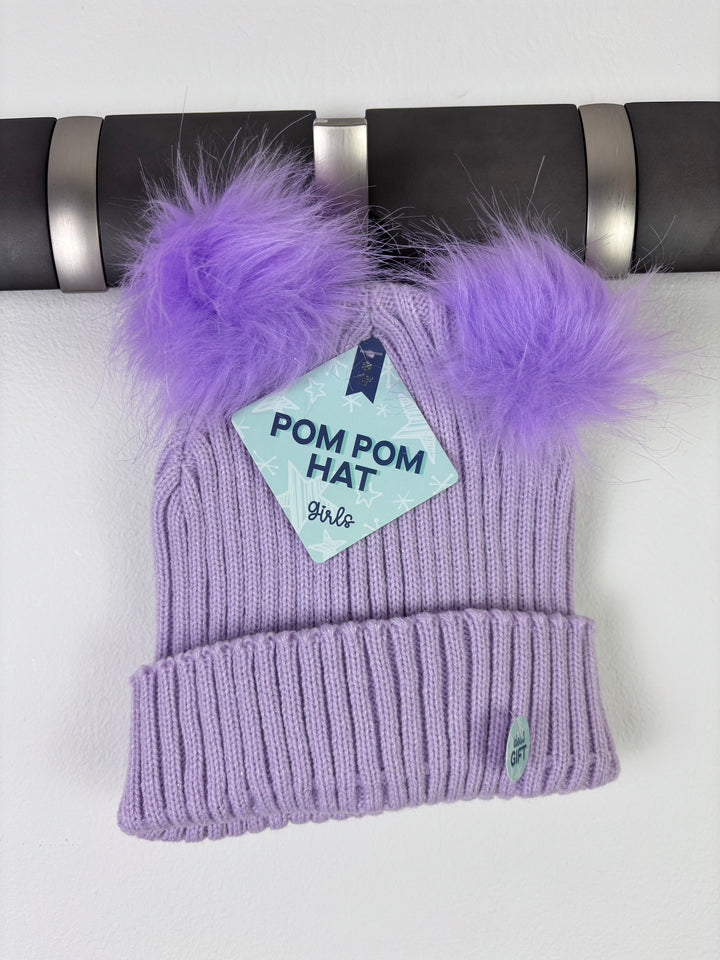 Farley Mill Lilac Double Pom Pom Knit Hat 2–6 Years