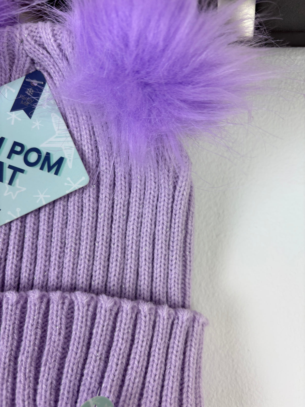 Farley Mill Lilac Double Pom Pom Knit Hat 2–6 Years-Hats-Second Snuggle Preloved