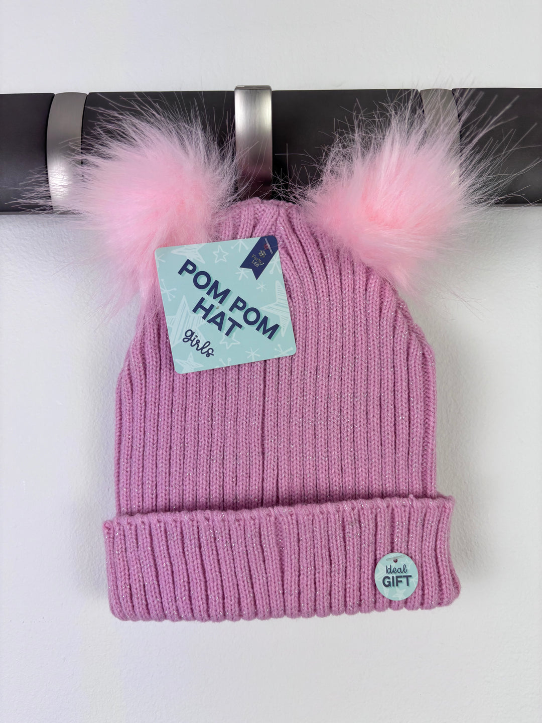 Farley Mill Pink Double Pom Pom Knit Hat 2–6 Years