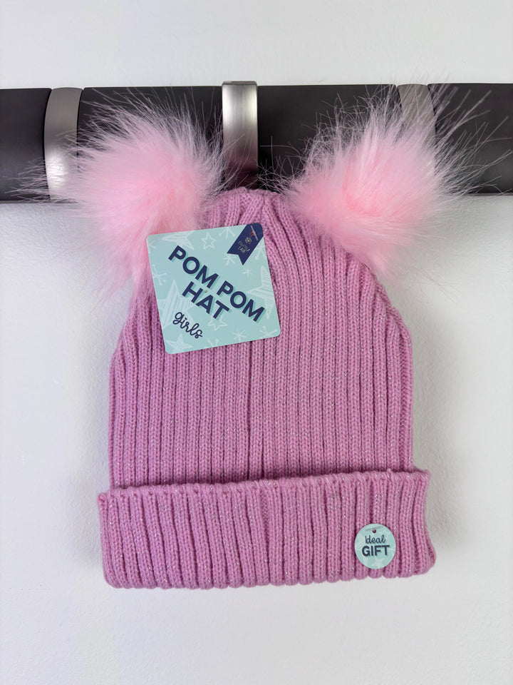 Farley Mill Pink Double Pom Pom Knit Hat 2–6 Years
