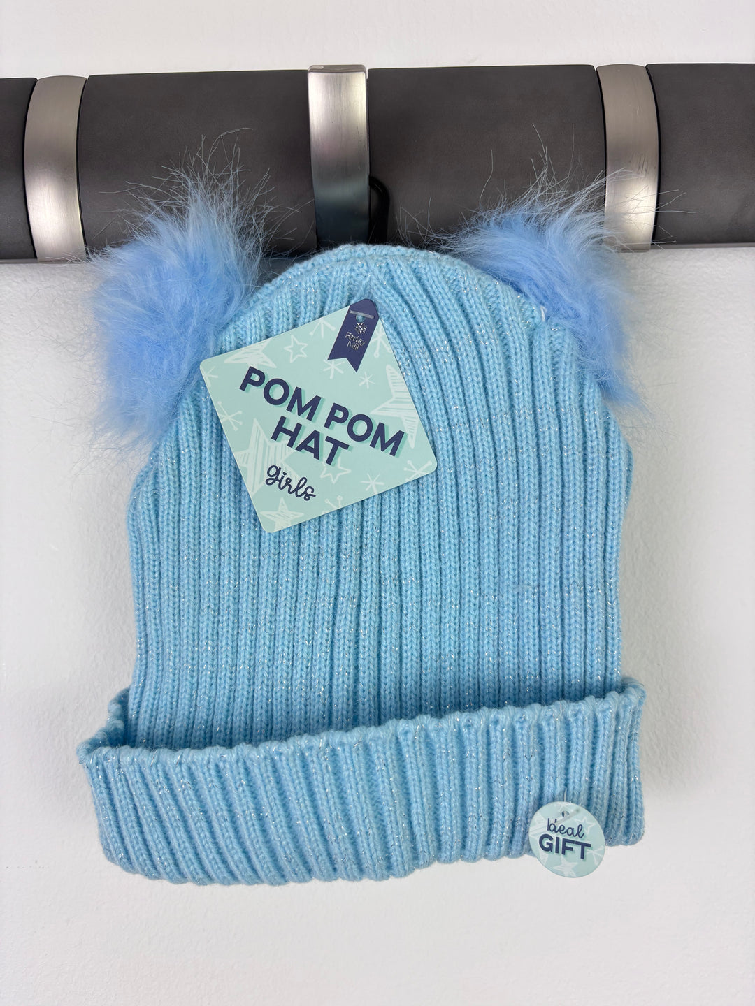 Farley Mill Blue Double Pom Pom Knit Hat 2–6 Years