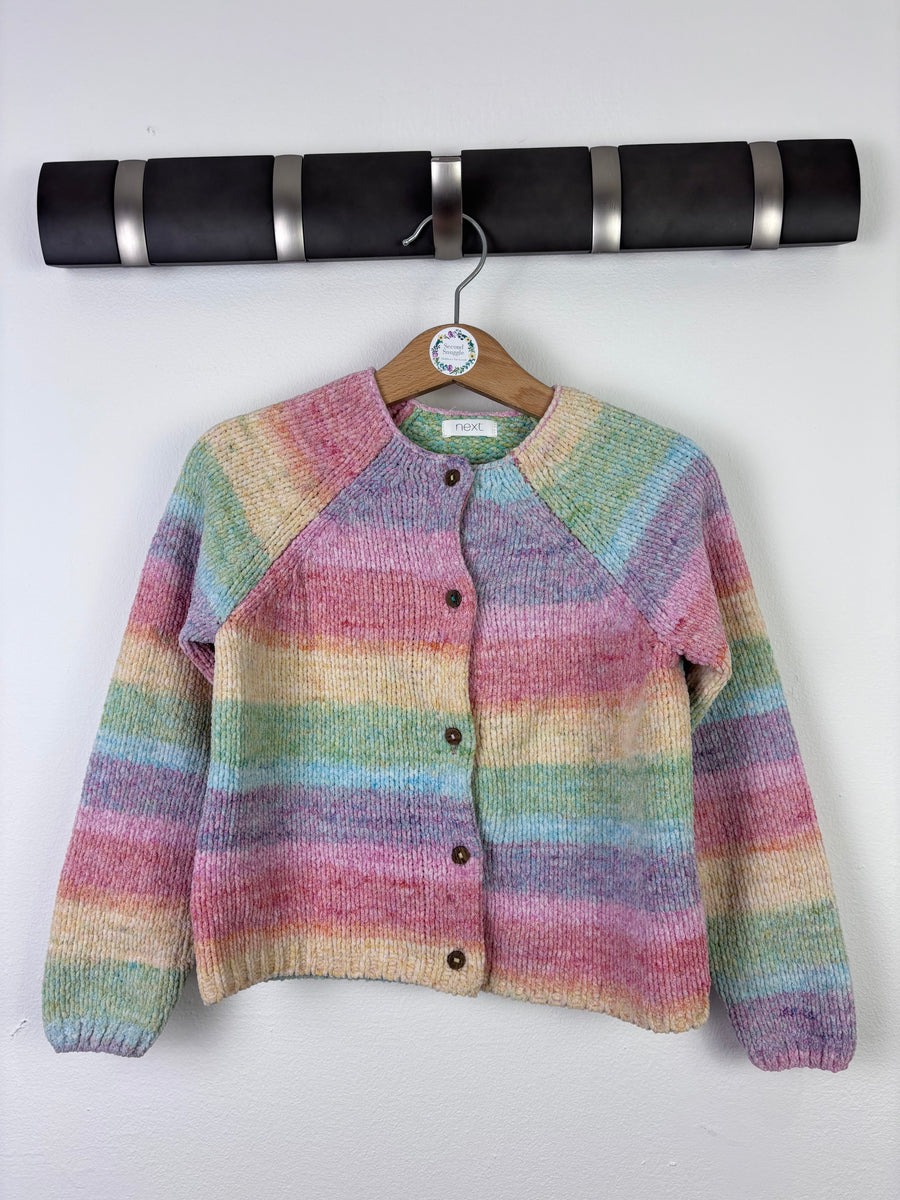 Next Rainbow Stripe Chenille Knit Cardigan 3–4 Years-Cardigans-Second Snuggle Preloved