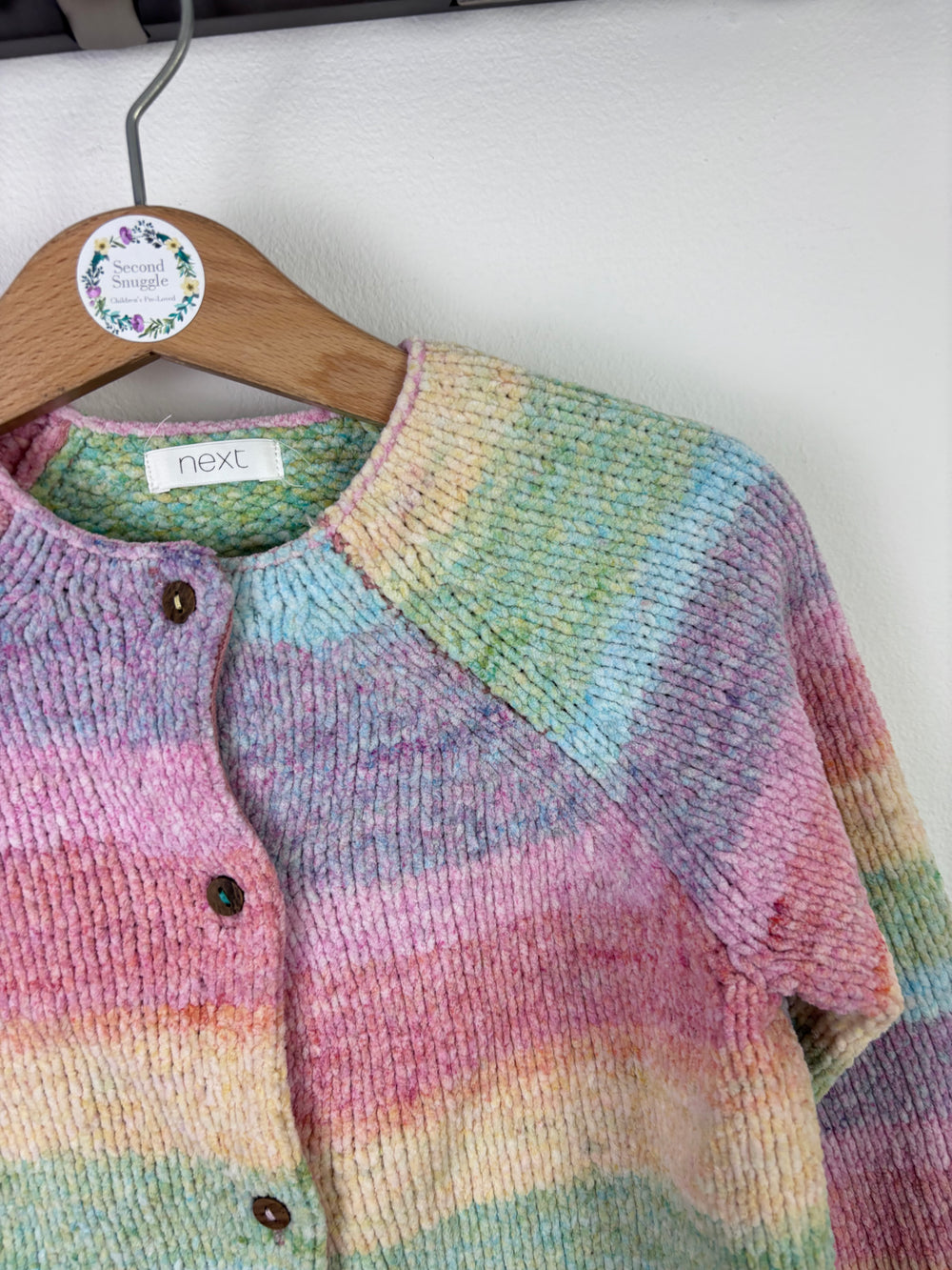 Next Rainbow Stripe Chenille Knit Cardigan 3–4 Years-Cardigans-Second Snuggle Preloved
