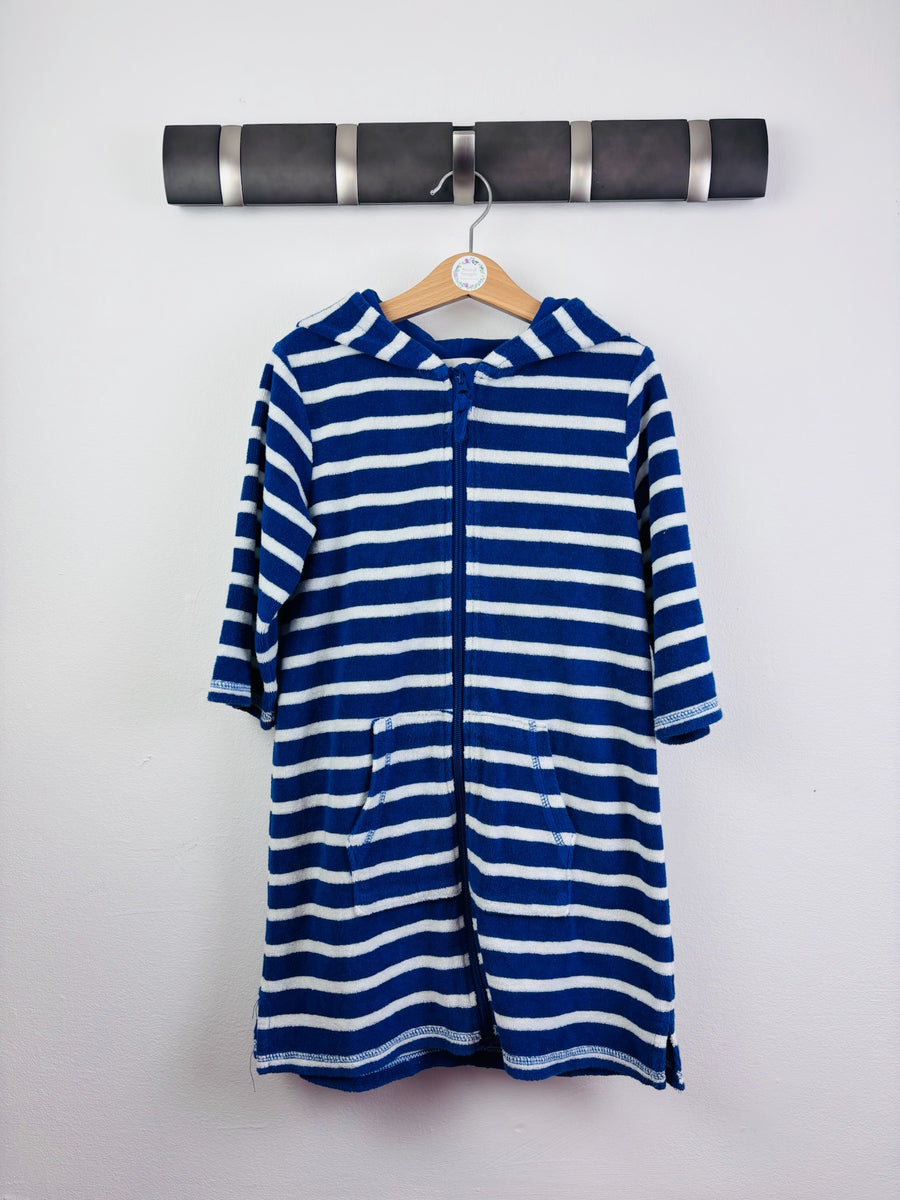 John Lewis Blue Stripe Towelling Hoodie 6-7 Years-Swimming-Second Snuggle Preloved