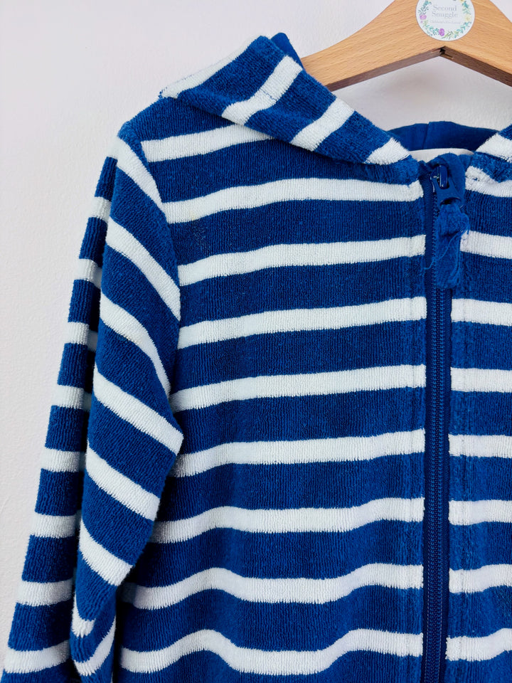 John Lewis Blue Stripe Towelling Hoodie 6-7 Years
