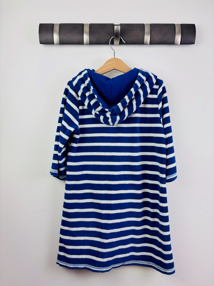 John Lewis Blue Stripe Towelling Hoodie 6-7 Years