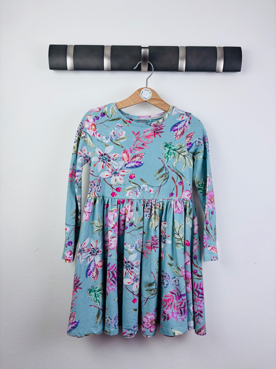 Next Blue Floral Long Sleeve Dress 4-5 Years-Dresses-Second Snuggle Preloved