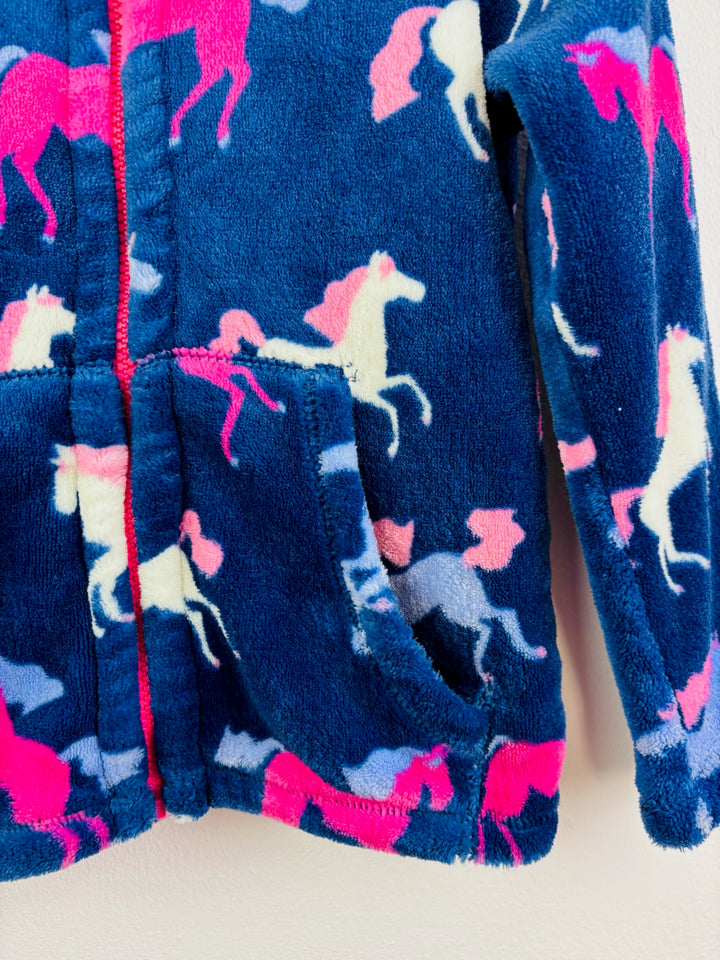Hatley Navy Horse Print Fleece Jacket 3-4 Years