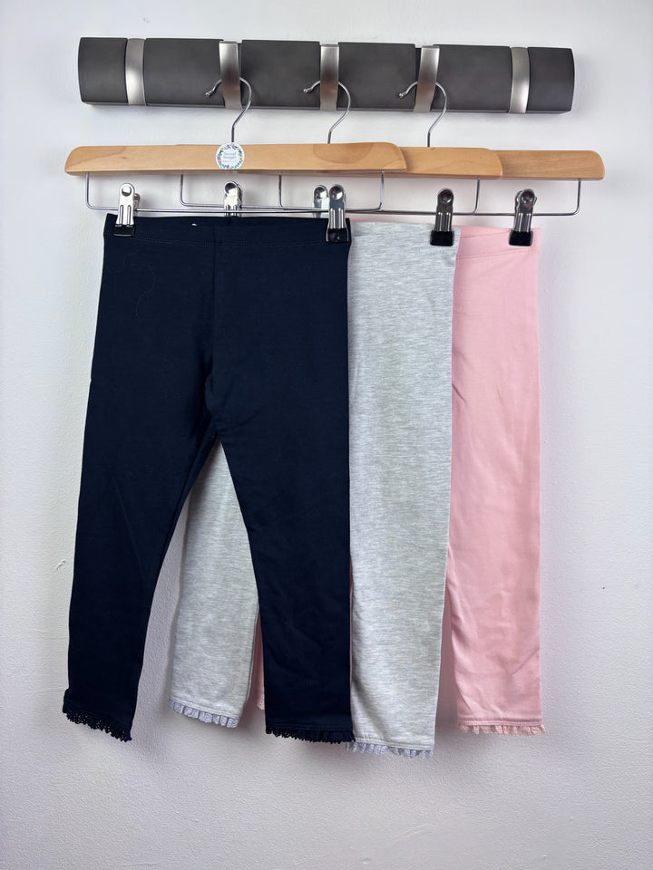 F&F Three Pack Leggings Lace Hem 4-5 Years