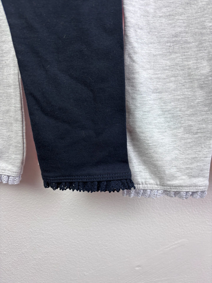 F&F Three Pack Leggings Lace Hem 4-5 Years