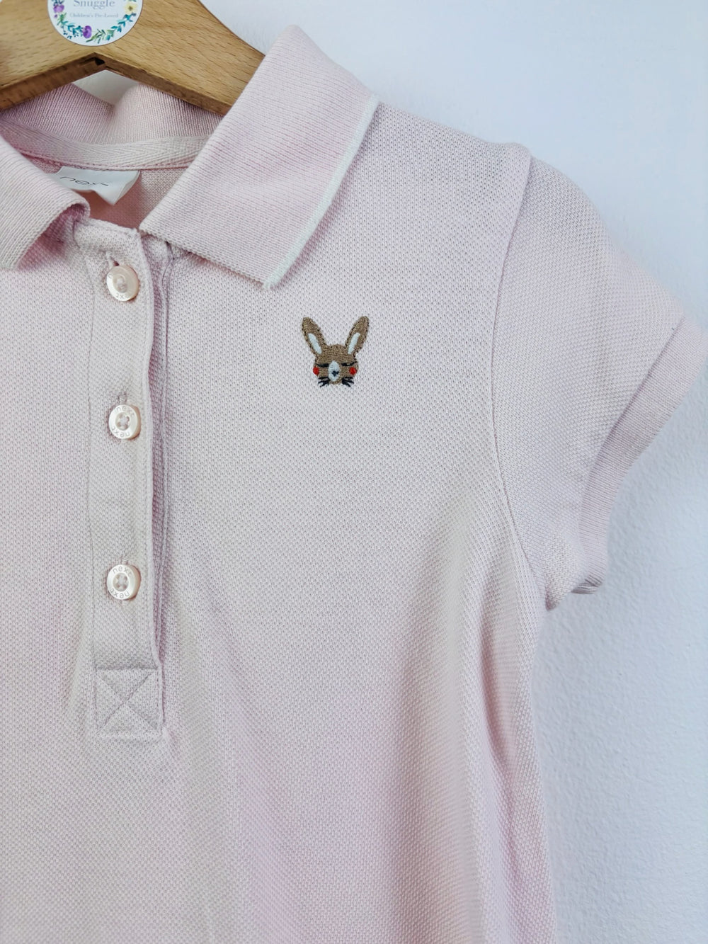 Next Pale Pink Bunny Peplum Polo Dress 12-18 Months-Dresses-Second Snuggle Preloved