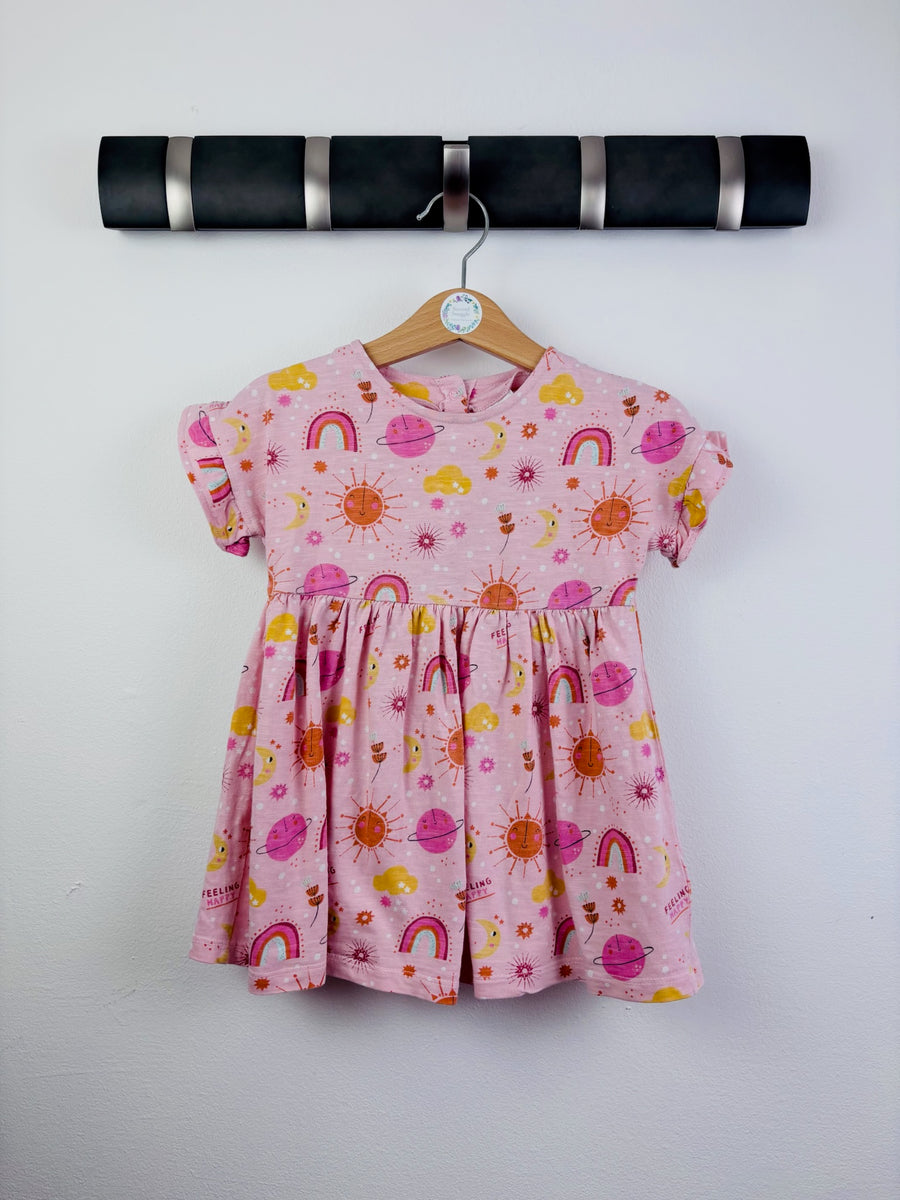 Next Pink Space Print Jersey Dress 12-18 Months-Dresses-Second Snuggle Preloved