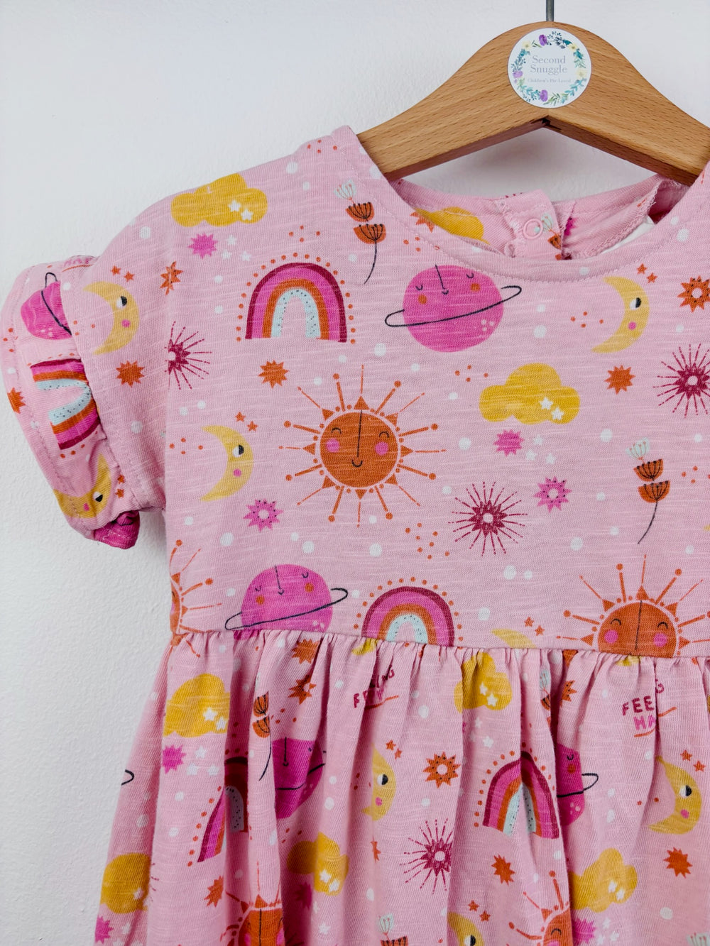Next Pink Space Print Jersey Dress 12-18 Months-Dresses-Second Snuggle Preloved
