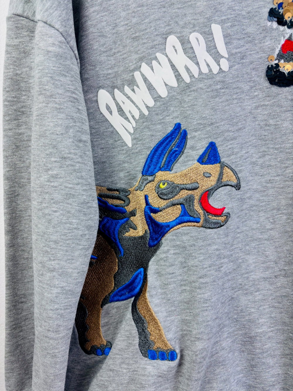 Next Grey Sequin Dinosaur Hoodie 7-8 Years-Hoodies-Second Snuggle Preloved