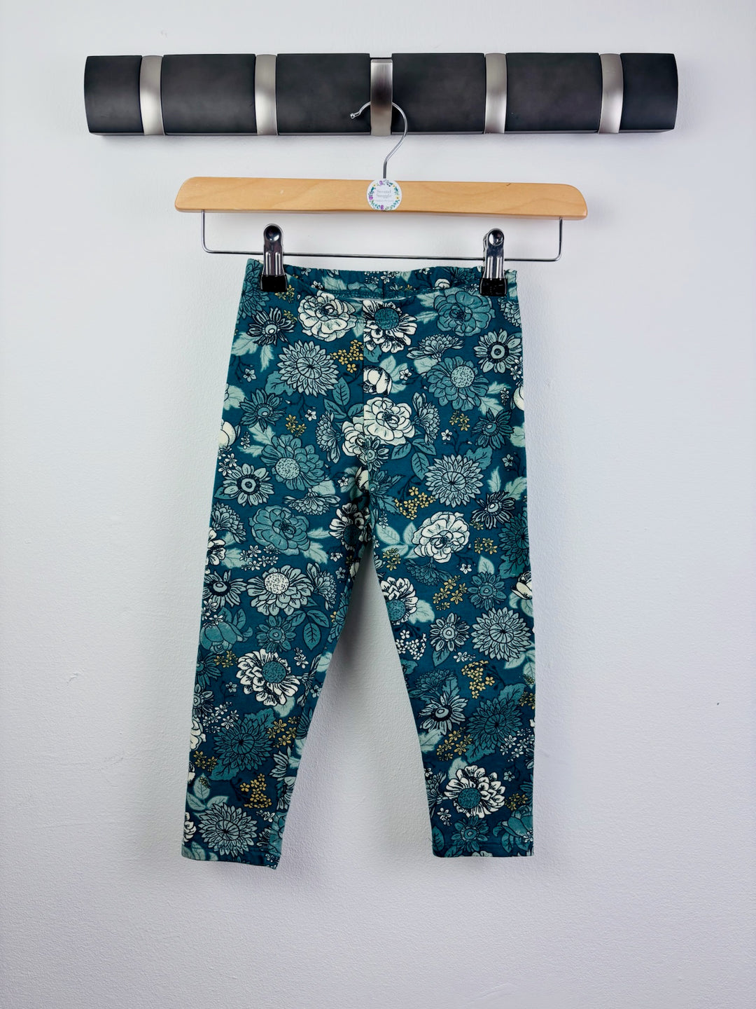 H&M Teal Floral Leggings 2-3 Years