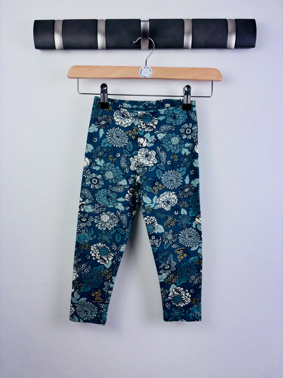 H&M Teal Floral Leggings 2-3 Years