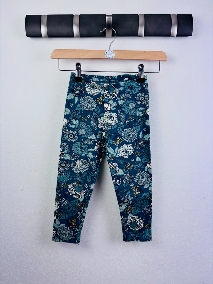 H&M Teal Floral Leggings 2-3 Years