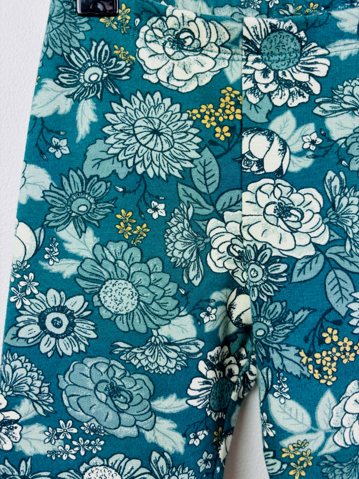 H&M Teal Floral Leggings 2-3 Years