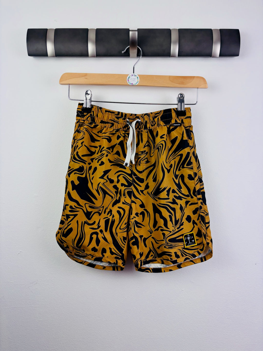 Munster Mustard Swim Shorts Marble Print 8 Years