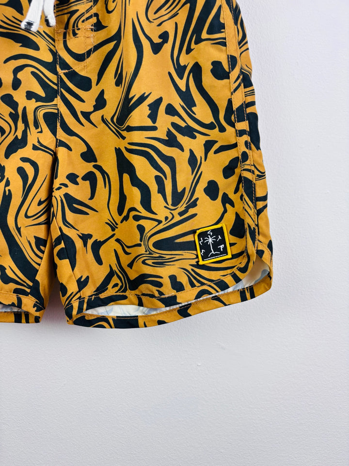 Munster Mustard Swim Shorts Marble Print 8 Years