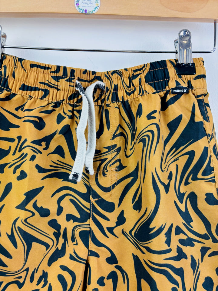 Munster Mustard Swim Shorts Marble Print 8 Years