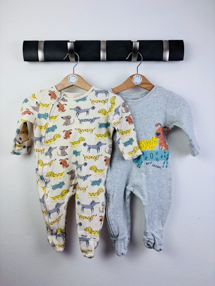 M&S Two Sleepsuits 3-6 Months