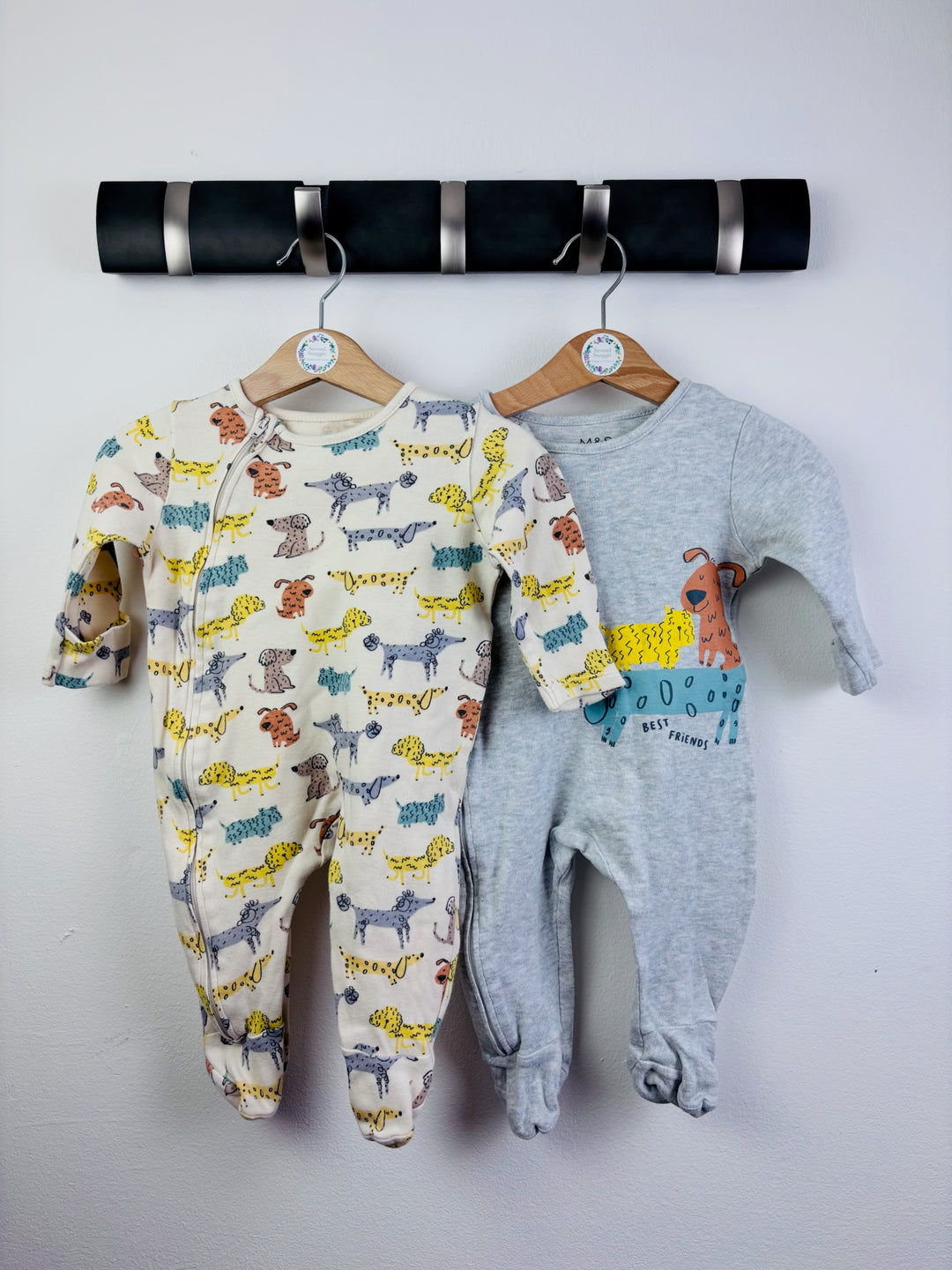 M&S Two Sleepsuits 3-6 Months