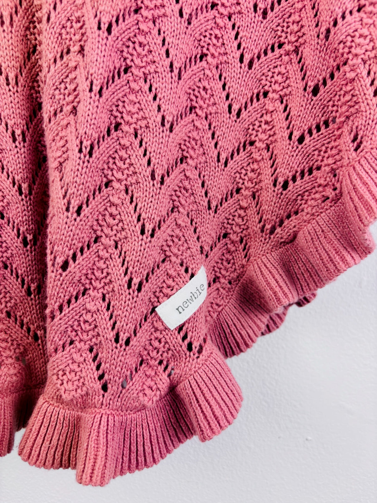 Newbie Pink Knitted Hooded Poncho 2-4 Years-Ponchos-Second Snuggle Preloved