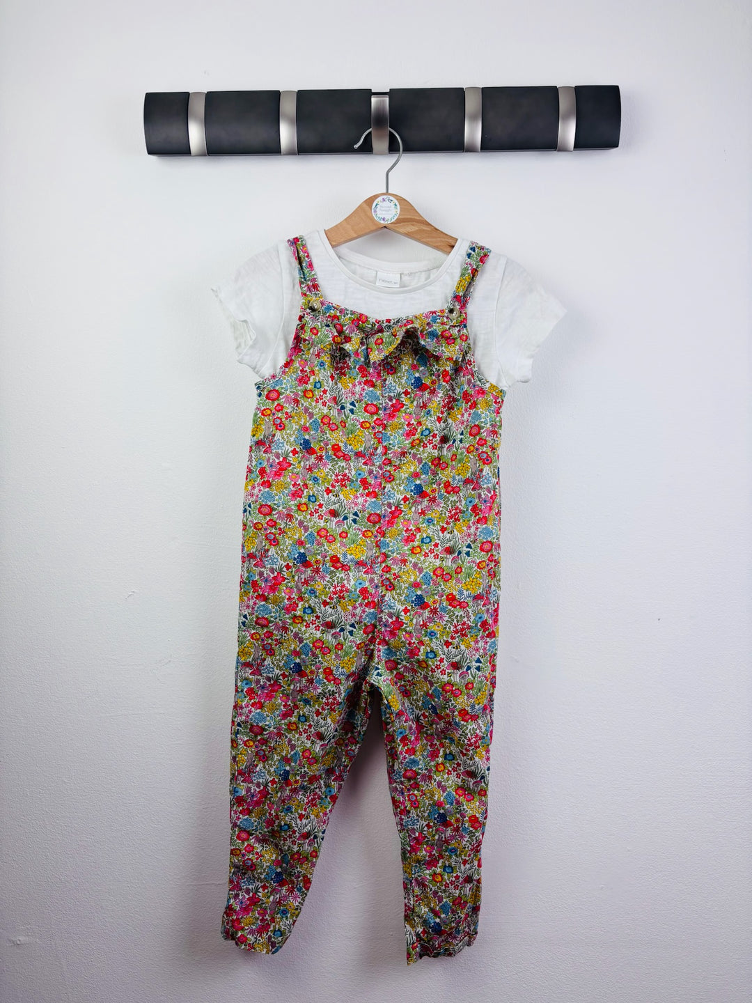 Next Floral Dungarees & T-Shirt Set 2-3 Years