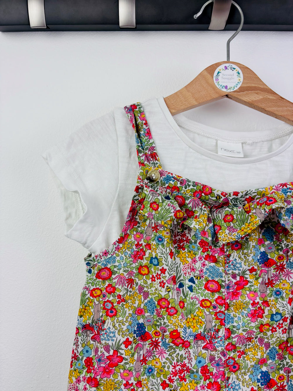 Next Floral Dungarees & T-Shirt Set 2-3 Years-Dungarees-Second Snuggle Preloved