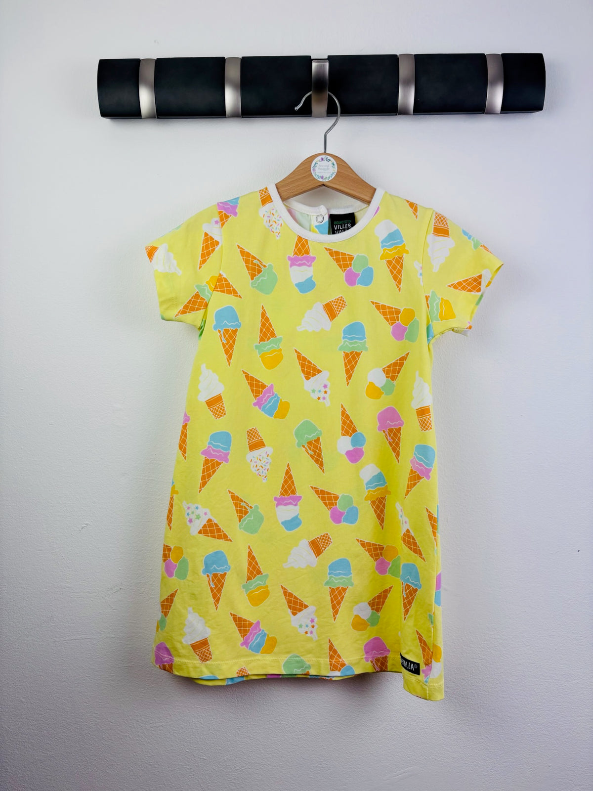 Villervalla Yellow Ice Cream Dress 110 (4-5 Years)-Dresses-Second Snuggle Preloved