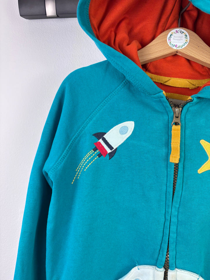 Frugi Zip Hoodie with Rocket Appliqué 4–5 Years-Hoodies-Second Snuggle Preloved