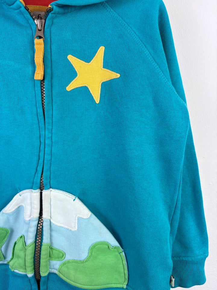 Frugi Zip Hoodie with Rocket Appliqué 4–5 Years-Hoodies-Second Snuggle Preloved
