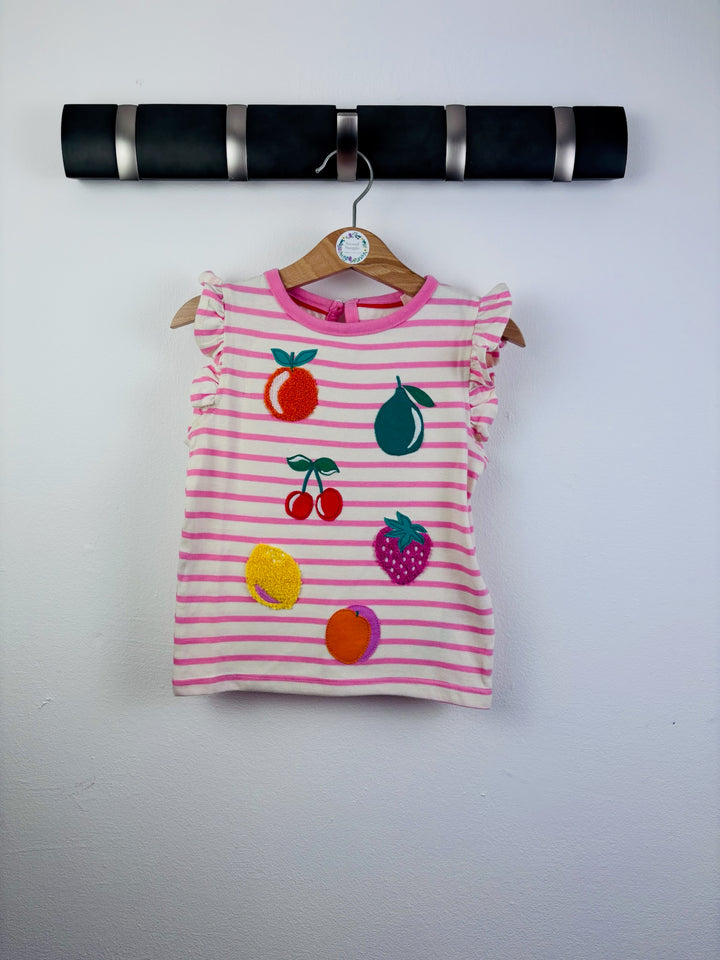 Boden Pink Stripe Fruit Appliqué T-Shirt