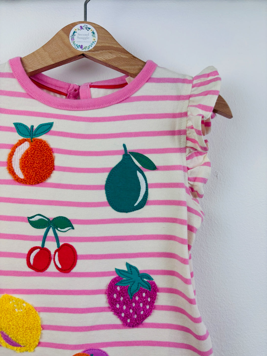 Boden Pink Stripe Fruit Appliqué T-Shirt
