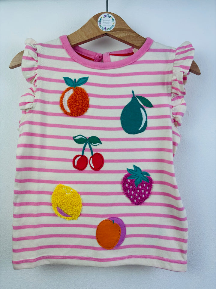 Boden Pink Stripe Fruit Appliqué T-Shirt