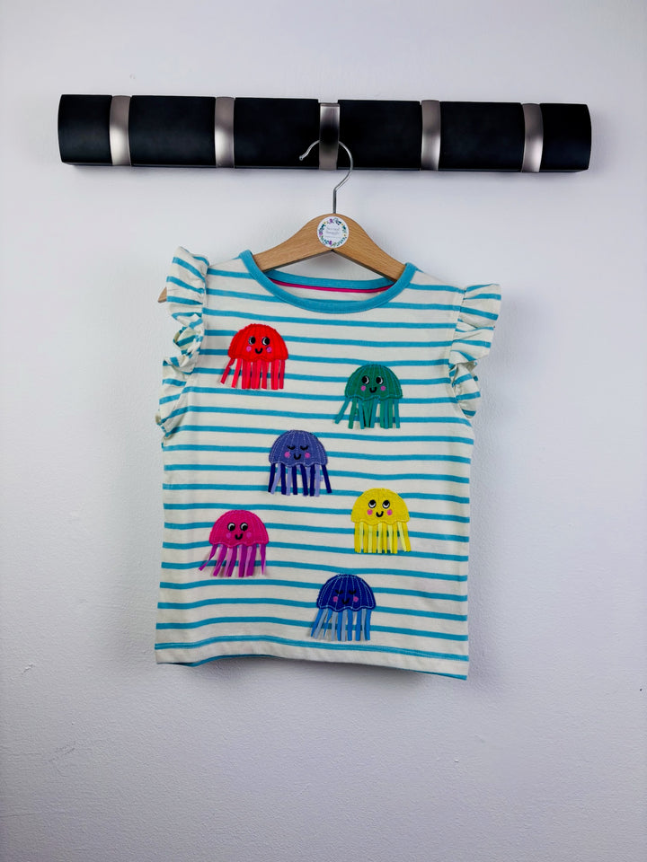 Boden Blue Stripe Jellyfish Appliqué T-Shirt