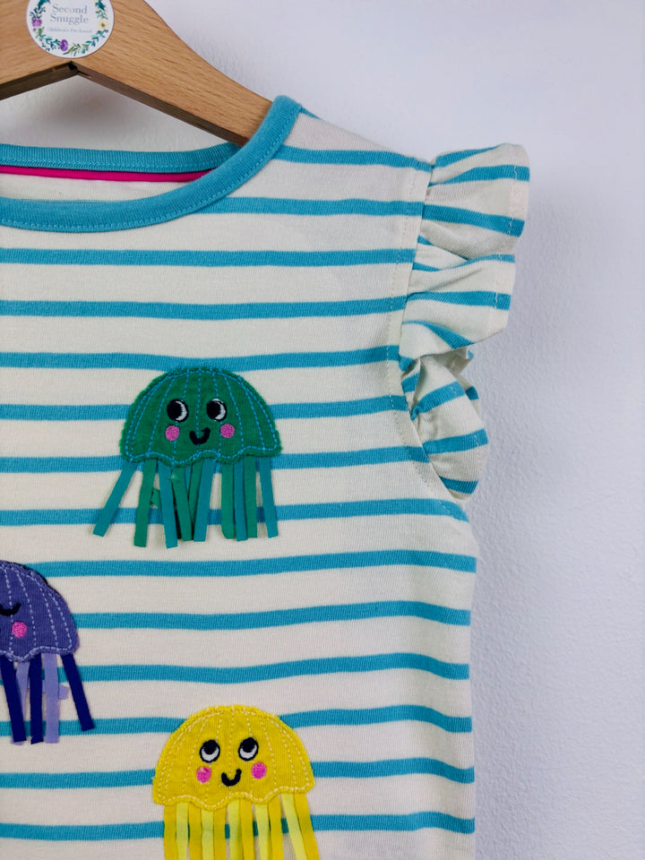 Boden Blue Stripe Jellyfish Appliqué T-Shirt