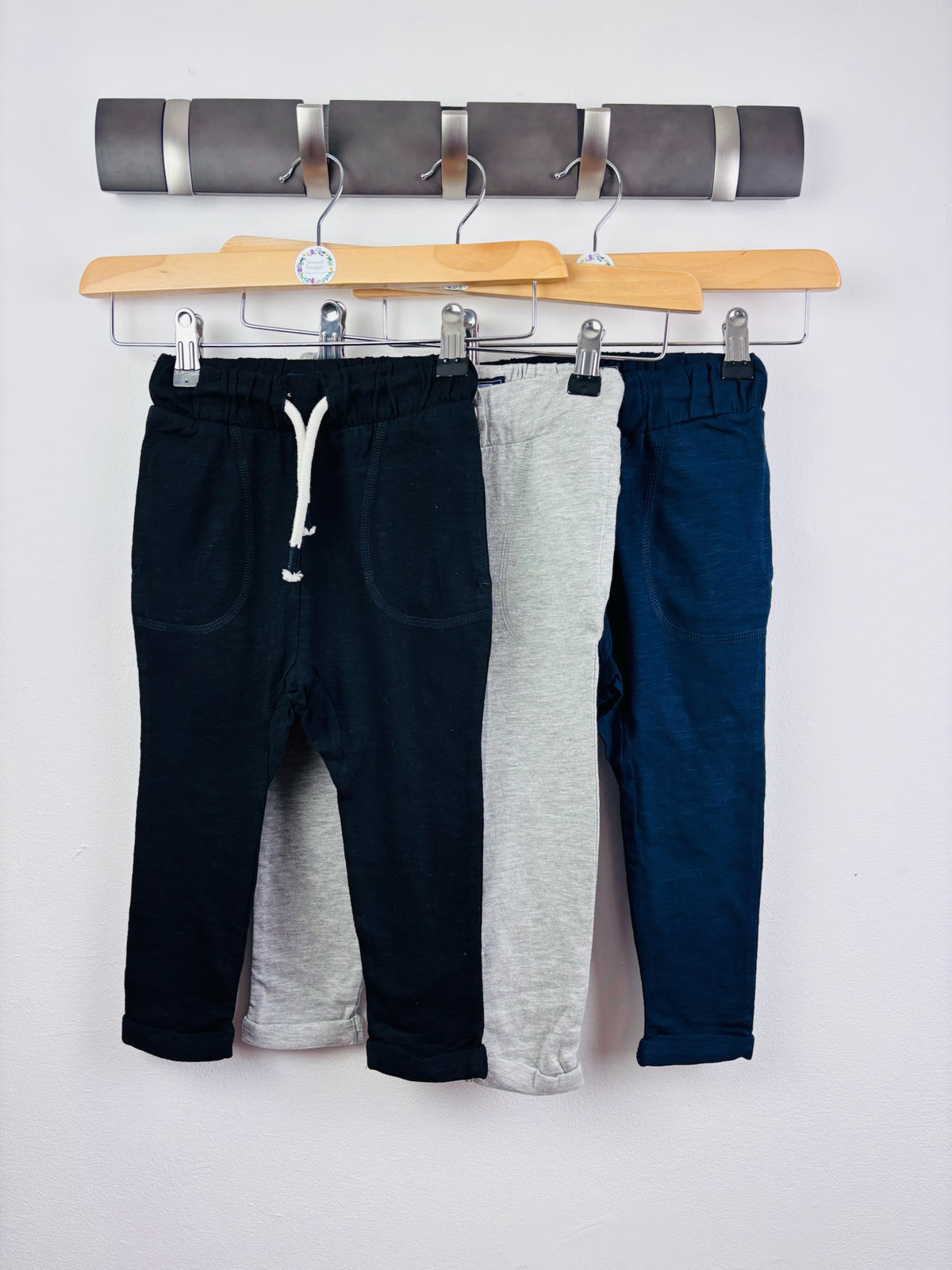 Ex Next Boys Three Pack Cotton Joggers-Trousers-Second Snuggle Preloved